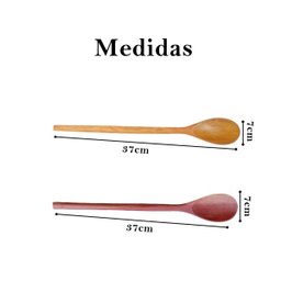 Colher de pau madeira resistente cozinha casa artesanal 4 un - 2