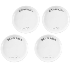 Jogo 4 Pratos Sobremesa 15cm Porcelana Mesa Posta - Humm que Delícia