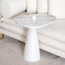 Ver imagem 4 de Mesa Lateral Cone Aurea 51cm Base Laca Branca Tampo Marmore Espirito Santo
