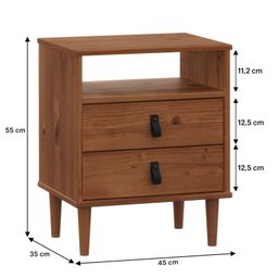 Mesa de Cabeceira Lateral Quarto Minimalista Madeira Mikka Castanho Idimex - 4