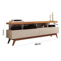 Rack Para TV Até 60 Polegadas 160cm 2 Gavetas 4 Nichos Vivare Giga Móveis - 3