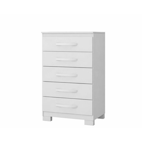 Cômoda Modena 562 Quarto com 5 Gavetas e Pés em Plástico