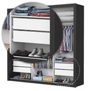 Ver imagem 6 de Guarda Roupa Roupeiro Clarice 3 Portas de Correr com Espelho Central 4 Gavetas Carioca Preto
