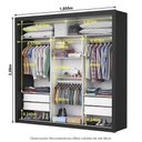 Ver imagem 4 de Guarda Roupa Roupeiro Clarice 3 Portas de Correr com Espelho Central 4 Gavetas Carioca Preto