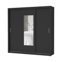 Ver imagem 1 de Guarda Roupa Roupeiro Clarice 3 Portas de Correr com Espelho Central 4 Gavetas Carioca Preto