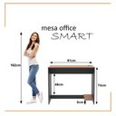 Ver imagem 2 de Conjunto de Escritório Smart 7 Livreiro 2 Buffet e 8 Mesas 90cm - Preto e Cedro