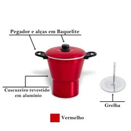 Cuscuzeiro vermelho para cuscuz legumes panela vaporizadora - 3