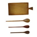 Ver imagem 1 de Tábua de Carne Colher de Pau Madeira Resistente Cozinha 4 Un