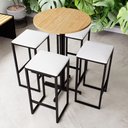 Ver imagem 1 de Conjunto Mesa Alta Bar Bistrô Redonda Pinus 4 Bancos Estofado Don Castro Decor