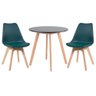 Mesa Redonda 70cm Preto + 2 Cadeiras Verde Escuro - 1