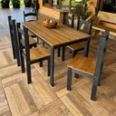 Ver imagem 5 de Conjunto Mesa de Jantar 140x70 Rústica com 6 Cadeiras em Madeira Maciça Preto/Mel - Mb Móveis
