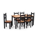 Ver imagem 1 de Conjunto Mesa de Jantar 140x70 Rústica com 6 Cadeiras em Madeira Maciça Preto/Mel - Mb Móveis
