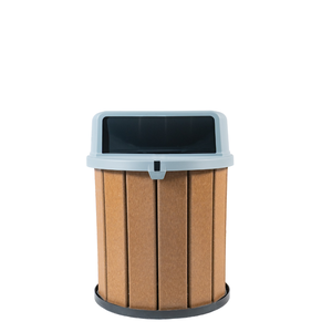 Lixeira Madeira Plástica 75 Litros - 50 Cm:marrom/cinza