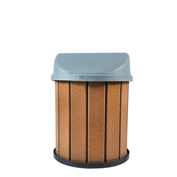 Lixeira Madeira Plástica 75 Litros - 50 Cm:marrom/cinza - 3
