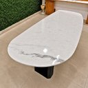 Ver imagem 2 de Mesa de Jantar Orgânica Cora 160x90 cm Base Dupla, Preto Laca - Mármore Branco Extra. Personal Art D