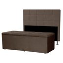 Ver imagem 1 de Kit Cabeceira e Calçadeira Baú Casal Queen 1,60m Roma Suede Marrom Dal Poz Estofados