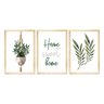 Kit 3 Quadros Decorativos para Corredor Moldura Pinus Plantas Folhas - 1