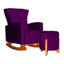Ver imagem 1 de Kit Poltrona Balanço Melinda e Puff Jade Veludo Roxo - Fm
