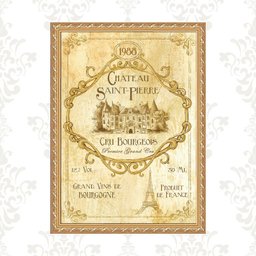 Quadro Moldura Dourada Rótulo Vinho Vintage 24x18cm:com Acetato - 1