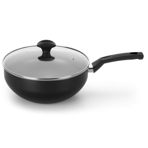 Frigideira Wok Amora Preto Matte 28 Cm 4,3 L em Alumínio com Revestimento Interno Antiaderente