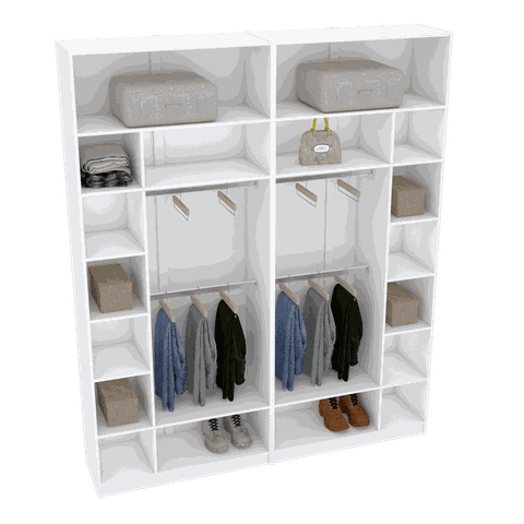 KIT CLOSET DOIS MÚDULOS A 2,40 100% MDF M523.B (CASA, COMÉRCIO) MUNDI MOVEIS