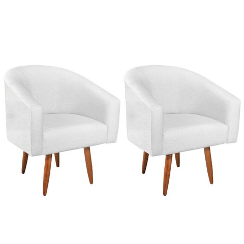 Kit 02 Poltronas Decorativas Sala de Estar Recepção Luiza Pés Palito Suede - Doce Sonho Móveis KIT 2