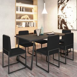 Cadeira Sala Jantar Barcelona – Base Metal Preto – Veludo:preto - 2