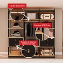 Ver imagem 5 de Guarda-roupa Genialflex Closet Modulado Aberto 1 Cabide 4 Gavetas Freijó Preto Fosco