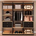 Ver imagem 1 de Guarda-roupa Genialflex Closet Modulado Aberto 1 Cabide 4 Gavetas Freijó Preto Fosco