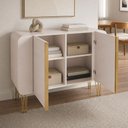 Ver imagem 4 de Aparador Buffet 3 Portas Benetto Pés Aço Dourado Mdf Premium Sala Hall Cantinho Café - Off White