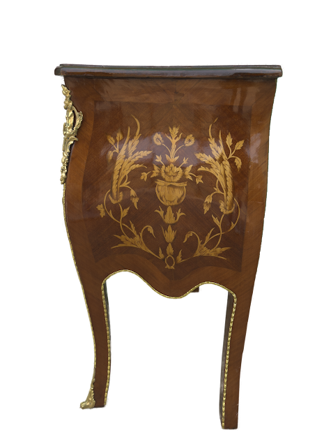 Cômoda Bombê 2 Gavetas com Marchetaria e Detalhes em Bronze - 3