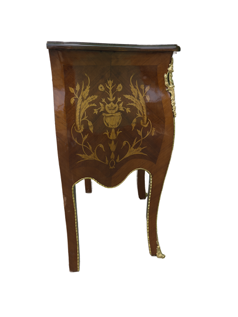 Cômoda Bombê 2 Gavetas com Marchetaria e Detalhes em Bronze - 2