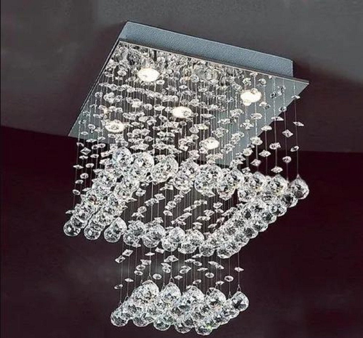 Lustre para Sala, Quarto, Hall, Sala de Jantar, Cozinha em Cristal K9 Base 42x42:50cm