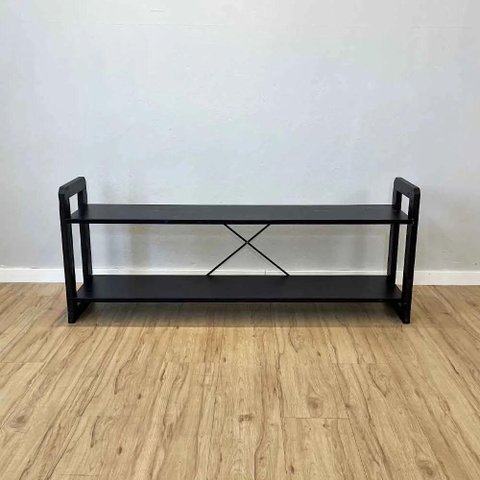 Rack TV Linea 140cm Madeira Pinus Preto com Suporte Artfactory Design
