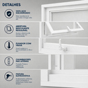 Ver imagem 3 de Vitro Basculante em Aço Galvanizado 50x50cm Janela sem Grade Lavabo sem Vidro Branco Lh Móveis