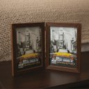 Ver imagem 3 de Porta Retrato Duplo Vertical em Madeira Detalhado 15x21 Luxo:marrom Ripado