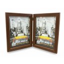Ver imagem 2 de Porta Retrato Duplo Vertical em Madeira Detalhado 15x21 Luxo:marrom Ripado