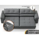 Ver imagem 7 de Sofá com Carregador Usb Retrátil Reclinável Monaco 2,10m Velosuede Grafite - Netsofas