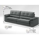 Ver imagem 3 de Sofá com Carregador Usb Retrátil Reclinável Monaco 2,10m Velosuede Grafite - Netsofas