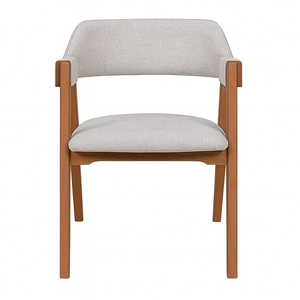 Conjunto 2 Cadeiras de Jantar Linho Bege Encosto Concha Luxo