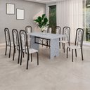 Ver imagem 1 de Conjunto de Mesa com 8 Cadeiras para Sala de Jantar Lara Preto/Cinza