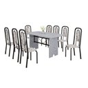 Ver imagem 2 de Conjunto de Mesa com 8 Cadeiras para Sala de Jantar Lara Preto/Cinza
