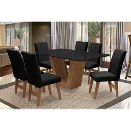 Conjunto Mesa de Jantar Safira com 6 Cadeiras Agata 160cm Cedro/Preto/Preto - 2