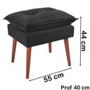 Ver imagem 2 de Puff Puf Opall Pes Palito 55x40cm Suede Preto MPassos