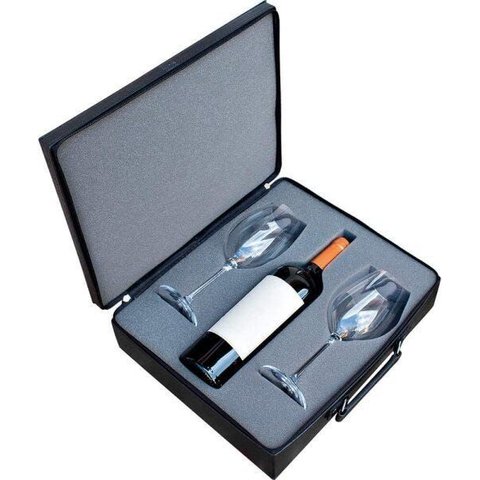 Maleta Boccati em Courino com Taças para Vinho