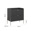 Ver imagem 7 de Mesa de Cabeceira Industrial Grafite Preto Moriah 60cm Puxadores Slim e Pes de Ferro Champagne