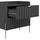 Ver imagem 6 de Mesa de Cabeceira Industrial Grafite Preto Moriah 60cm Puxadores Slim e Pes de Ferro Champagne