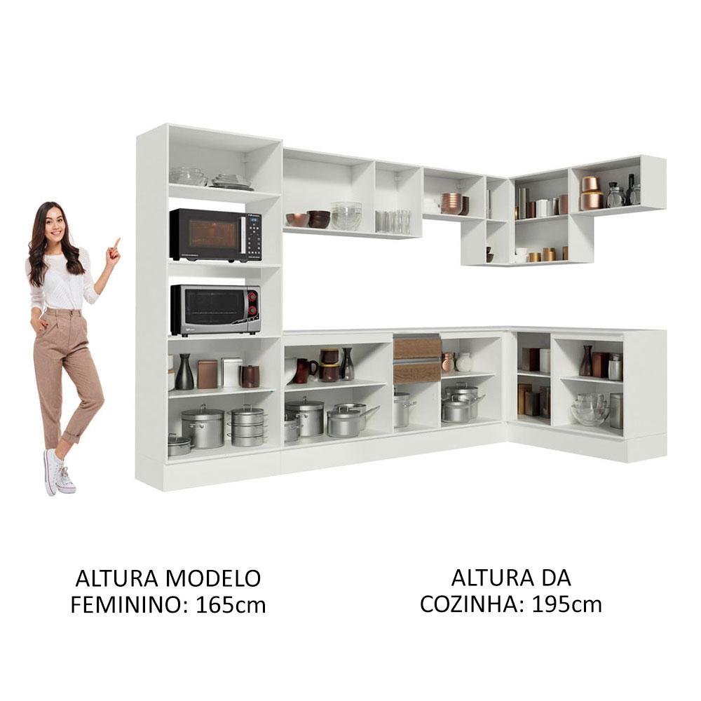 Armário de Cozinha Completa de Canto 100% MDF 448 cm Branco/Rustic/Crema Smart Madesa XA01 - 7