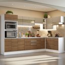 Ver imagem 1 de Armário de Cozinha Completa de Canto 100% MDF 448 cm Branco/Rustic/Crema Smart Madesa XA01
