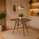 Ver imagem 1 de Mesa de Jantar e Sala Eames Eiffel Tampo de Madeira Redondo 90cm Amêndoa